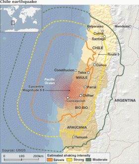 איזורים שנפגעו ברעידת האדמה ב-27 בספטמבר.